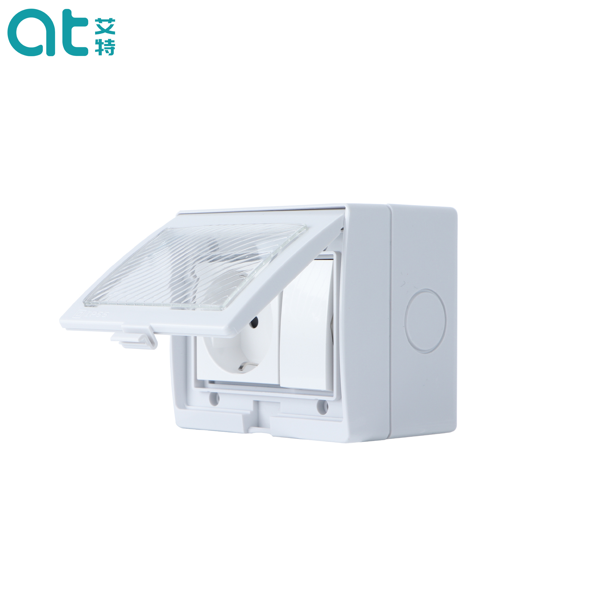 German type wall waterproof socket with switch 250v 16A wall power socket PC panel with light switch 1gang 1way socket