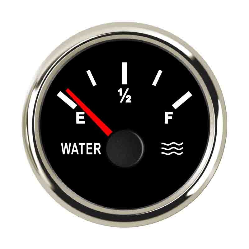 52 Mm Marine Water Niveau Gauge 190ohm Water Tank Level Gauge Indicator Voor Boot Met Backlight 9 ~ 32V: Zilver