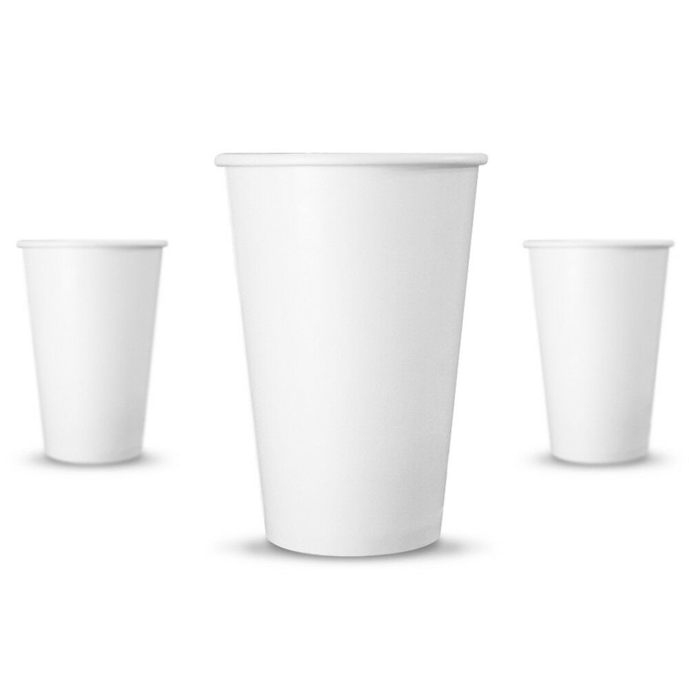 50 CT 16 Oz Tazas de té y café desechables con tapas, papel blanco ecológico, 450ml