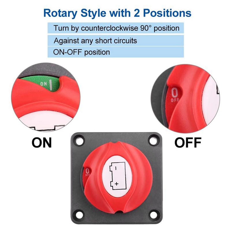 Battery Disconnect Switch Master Cut Shut Off Switch 12V 24V 48V For Marine Boat Rv Waterproof Battery Isolator Switch I5252886489