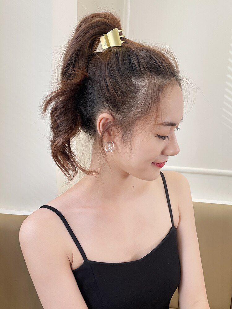Women Vintage High Ponytail Fixed Geometric Small Hair Claws Lady Convenient Headband Hair Clip Hairpin Hair Accessories