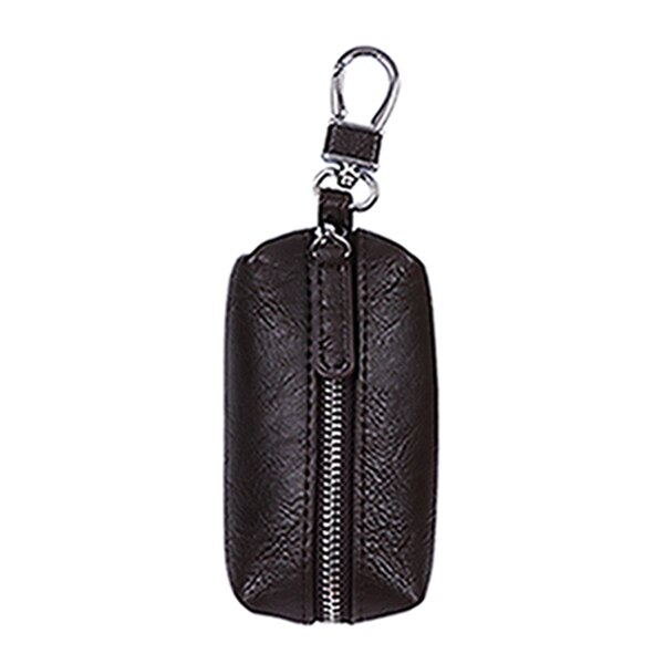 Mænd kvinder læder bil nøglering pung tegnebog holder nøglering taske håndtaske mønt pung mini solid lynlås: Brun