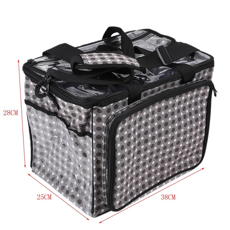Multifunktionel symaskine opbevaringspose stor kapacitet syværktøj håndtaske polyester hjemmebrug assorteret tote grå