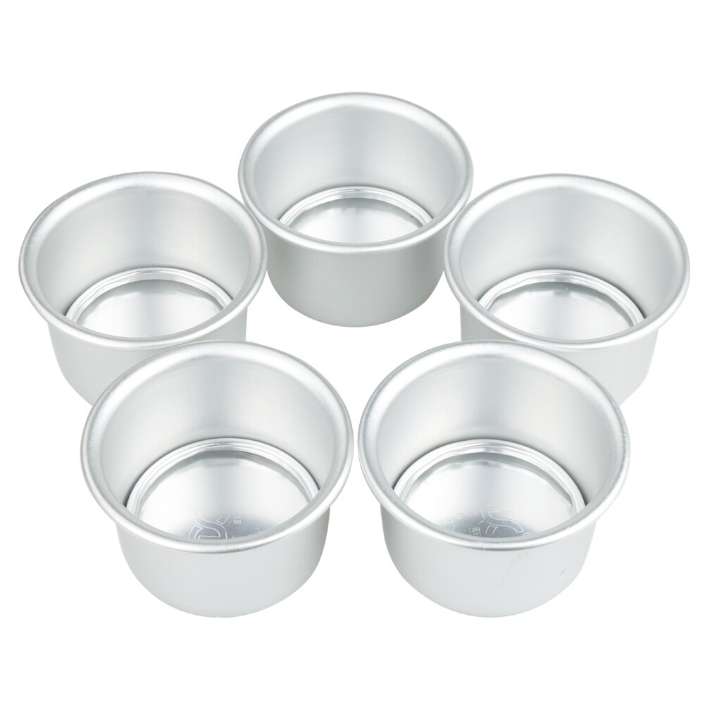 5 pcs 2 inch Mini Cake Pan met Verwijderbare Bodems Aluminium Ronde Bakvorm Cake Pans Mold Lade Taart decoreren Gereedschappen: Default Title