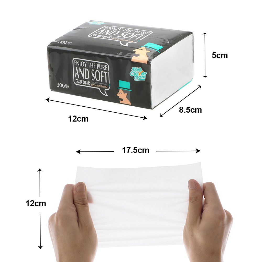 Hoomin middagsbordsservietter engangs husholdningspapir rent træmasse papirhåndklæde 3 lag 300 ark toiletpapirservietter