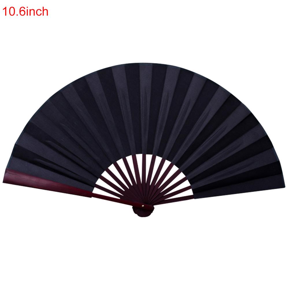 10.6 Inch/13 Inch Zijden Doek Blank Chinese Vouwen Fan Houten Bamboe Oudheid Vouwen Ventilator Voor Kalligrafie Schilderen Thuis decor: Black A / 13 inches