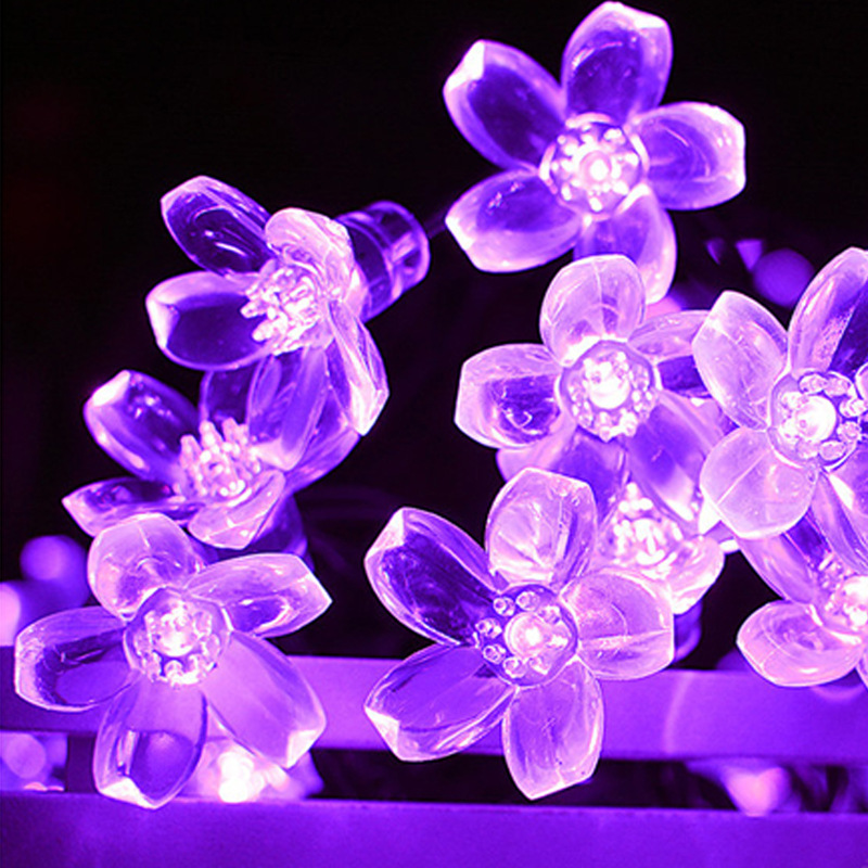 Cour extérieure solaire fée lumières fleurs de cerisier chaîne éclairage lampe pour jardin arrière-cour pelouse clôture Patio décor de noël