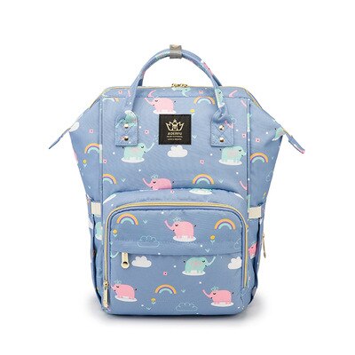 Eenhoorn Gedrukt Mama Rugzak Grote Capaciteit Anti Morsen Multi-Functionele Verpleging Reizen Mother 'S Tas: Dream Baby Elephant  Blue