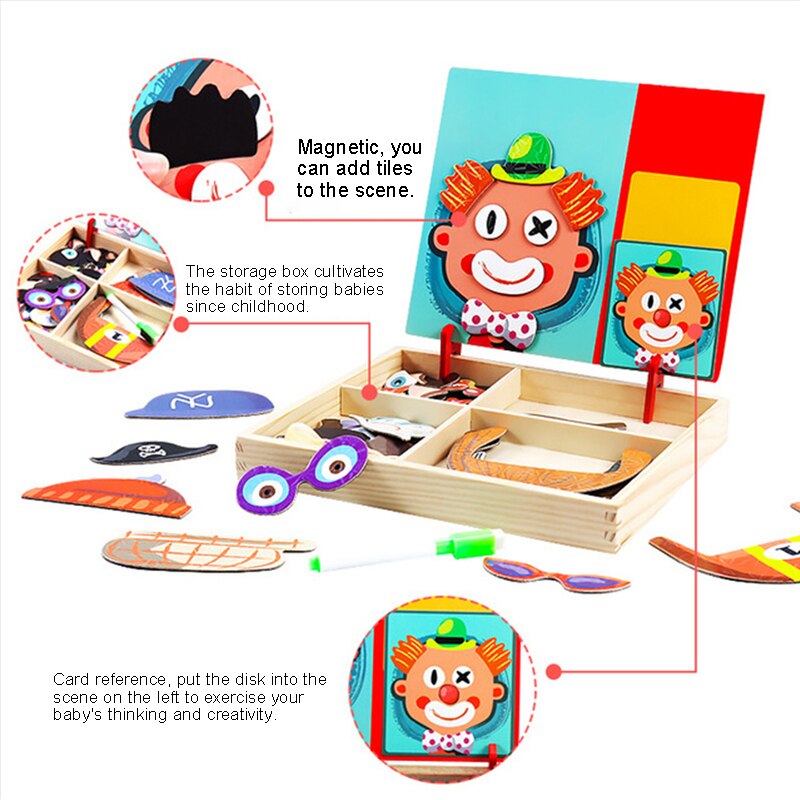 Kinderen Speelgoed Houten Magnetische Puzzel Educatief Speelgoed Kids Tafel Games Fidget Speelgoed Twee Stijlen En 8 Patronen Voor Uw keuze