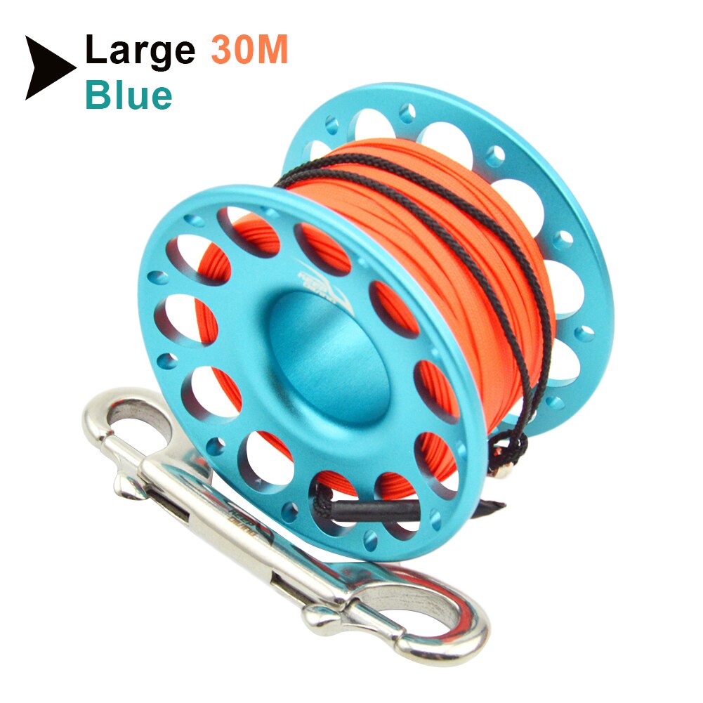 15m/30m Duiken Aluminium Spool Vinger Reel Met Rvs Diving Spool Finger Reeldouble Ended Haak Smb Apparatuur Cave Dive: Blue30M