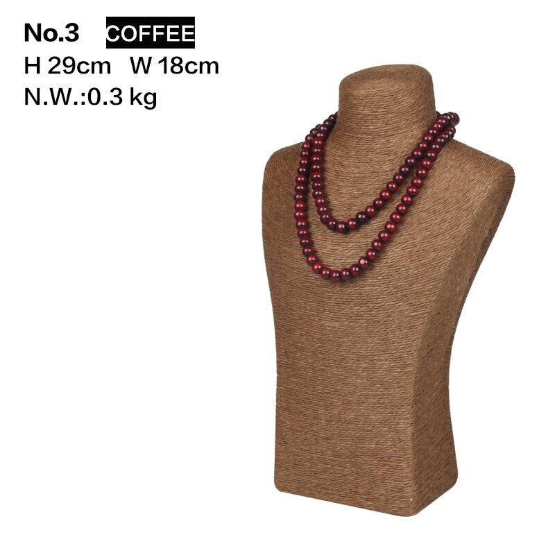 Hanf Seil Halskette Display Stand Halter Nizza Neue Halskette Aufhänger Schmuck Display Büste Modell Rack: No.3 Coffee