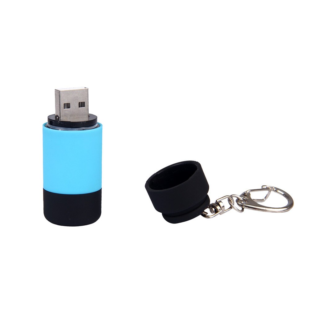 Mini-Torch 0.3W 25Lum USB Rechargeable LED Torch Lamp Flashlight Keychain Key Rings: Blue