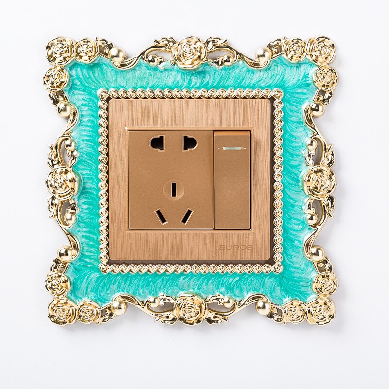 1PC Home Switch Cover Square Shape Switch Wall Light Socket Stickers Room Decoration: Green