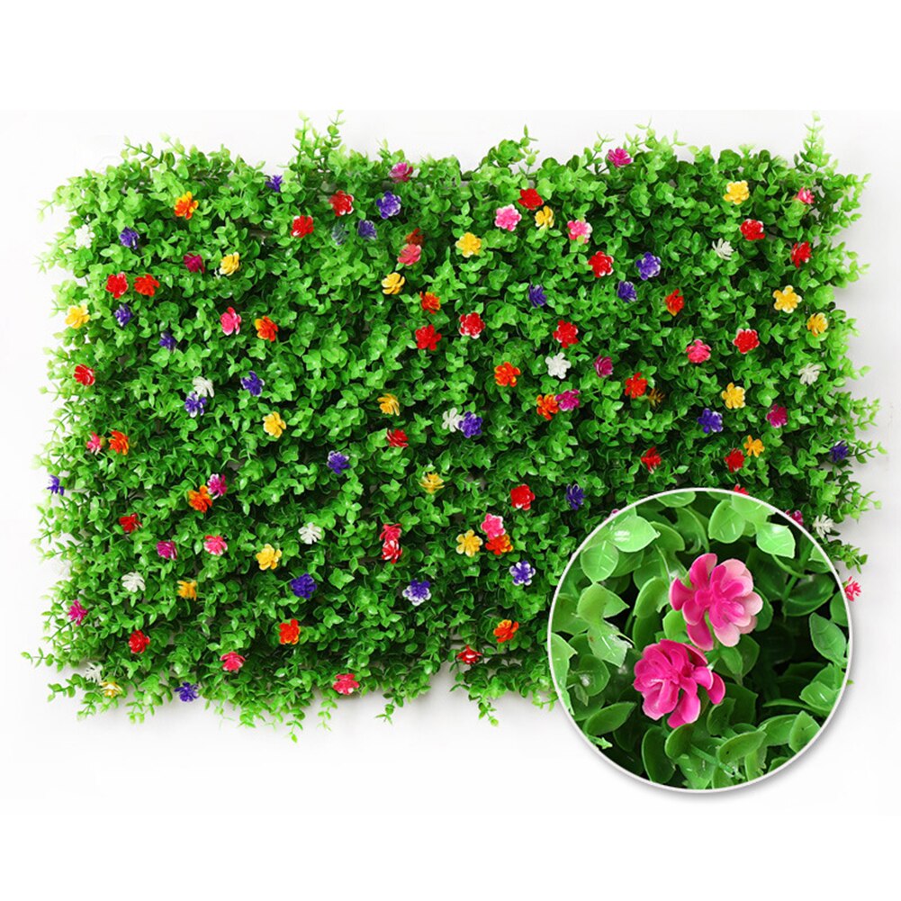 40*60cm Artificial Plant Hedge with Flowers Privacy Fence Screen UV Protected for Outdoor Garden Backyard