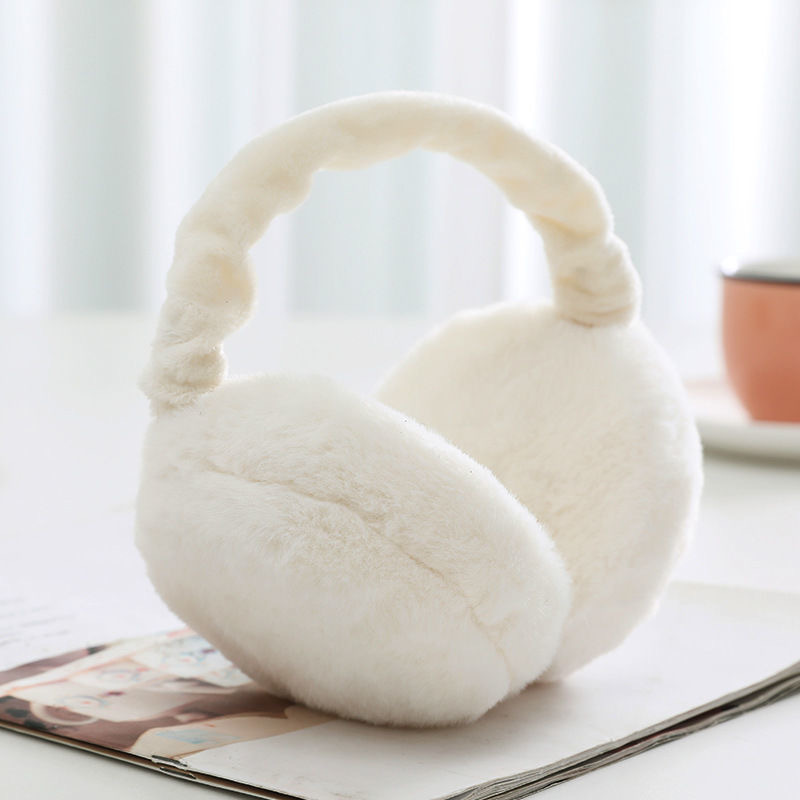 Winter Plush Warm Earmuffs for Women Men Solid Color Earflap Outdoor Cold Protection Ear-Muffs Adjustable Ear Warmer: white