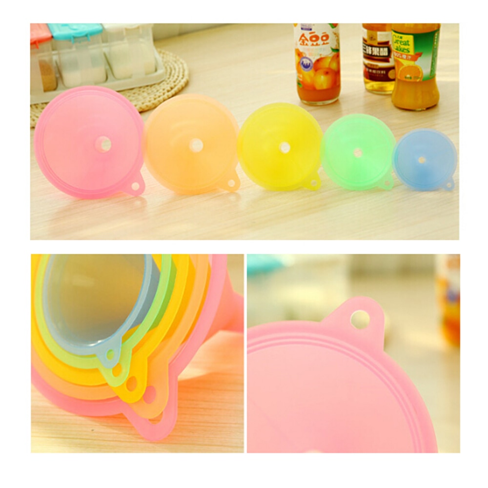 NICEYARD 5pcs/set Bar Wine Flask Funnels Food-grade Material Pinkycolor Translucent Kitchen Mini Funnel