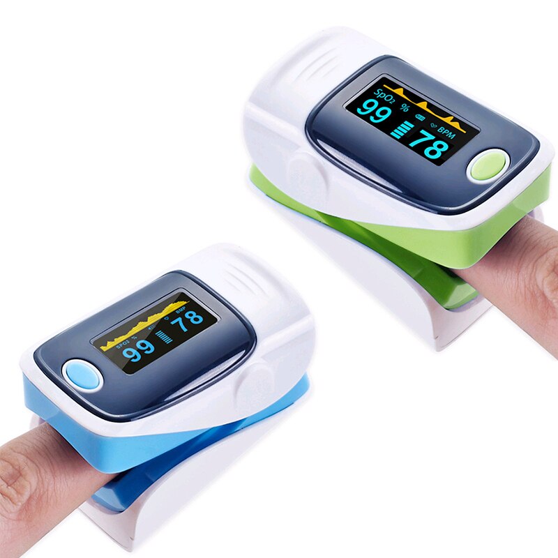 Finger Pulsoximeter Tragbare Oximetro De Pulso Fingertip Pulsoximeter Herz Rate Monitor Blut Sauerstoff Gesundheit Pflege Ausrüstung Meter: blue and  green