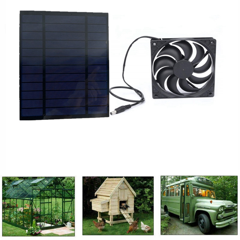 10W 12V słoneczny ekstraktor powietrza, zasilany energią słoneczną Mini wentylator do szklarni, psa, kurczaka, domu, Rv