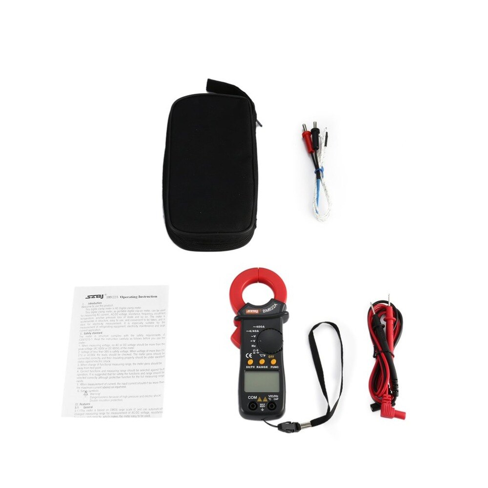 SZBJ BM822A Digital DC/AC Clamp Multimeter 400A Auto Range Ammeter