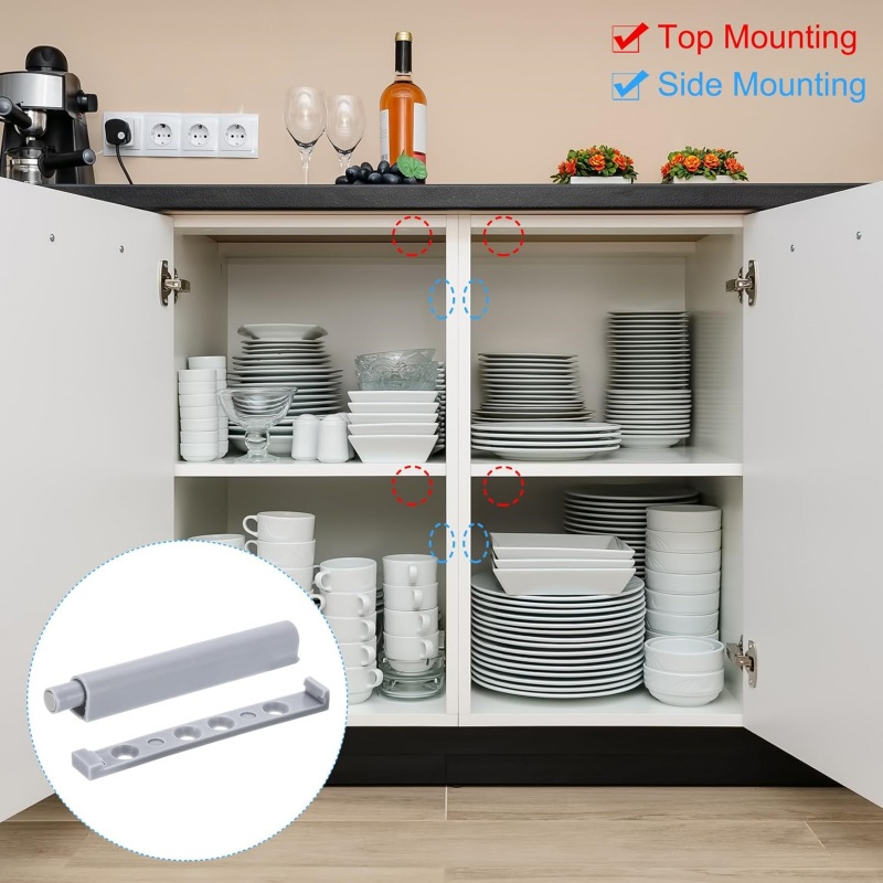 Amortiguadores para armario de cocina, Tope de puerta, cajón, cierre suave y silencioso con mango Invisible, herrajes para muebles del hogar, 5/10 Uds.
