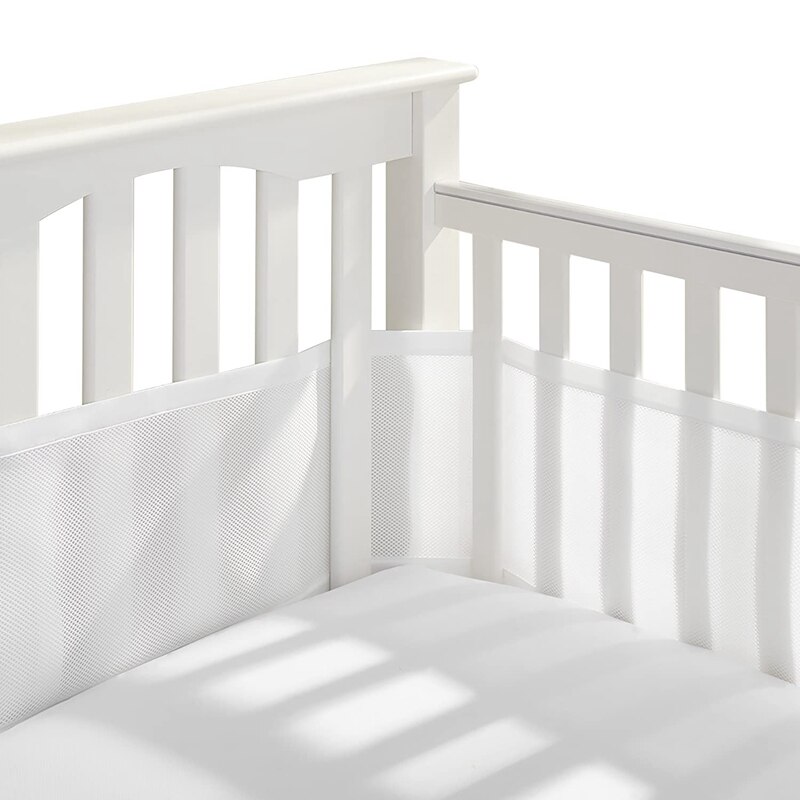 Klassieke Ademend Mesh Wieg Liner-Wit, Ademend Baby Ademend Mesh Wieg Liner Geschikt Voor 4 Panel Wieg