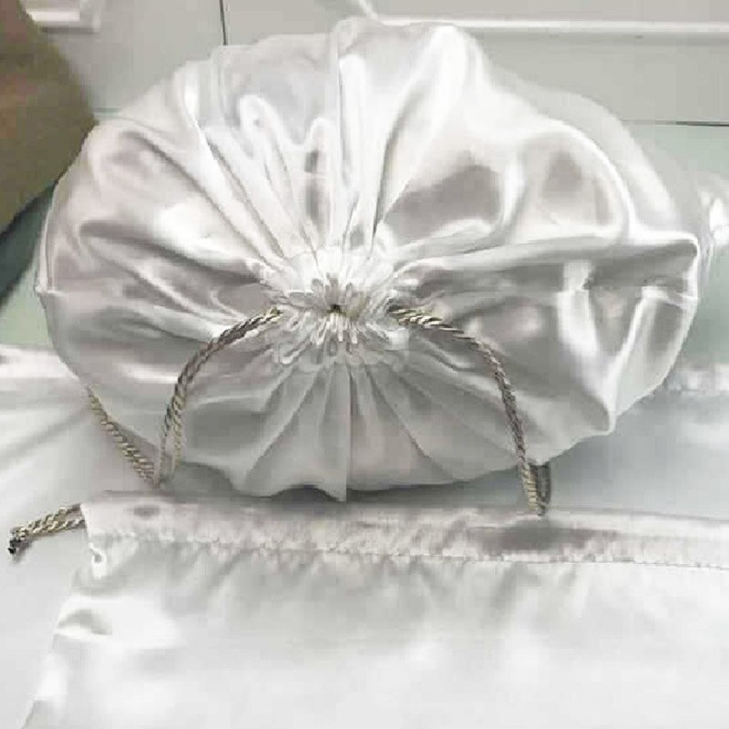 Sac d&#39;emballage à cordon de rangement en Faux Satin, sac Anti-poussière à cordon de rangement en argent massif, ,