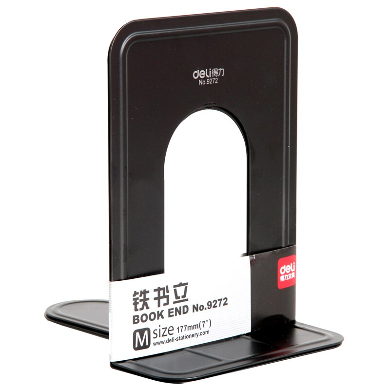 Deli 1 Pair Portable Metal Bookends Foldable Library bookend Desktop Book Shelf School Office Supplies Stationery 9272