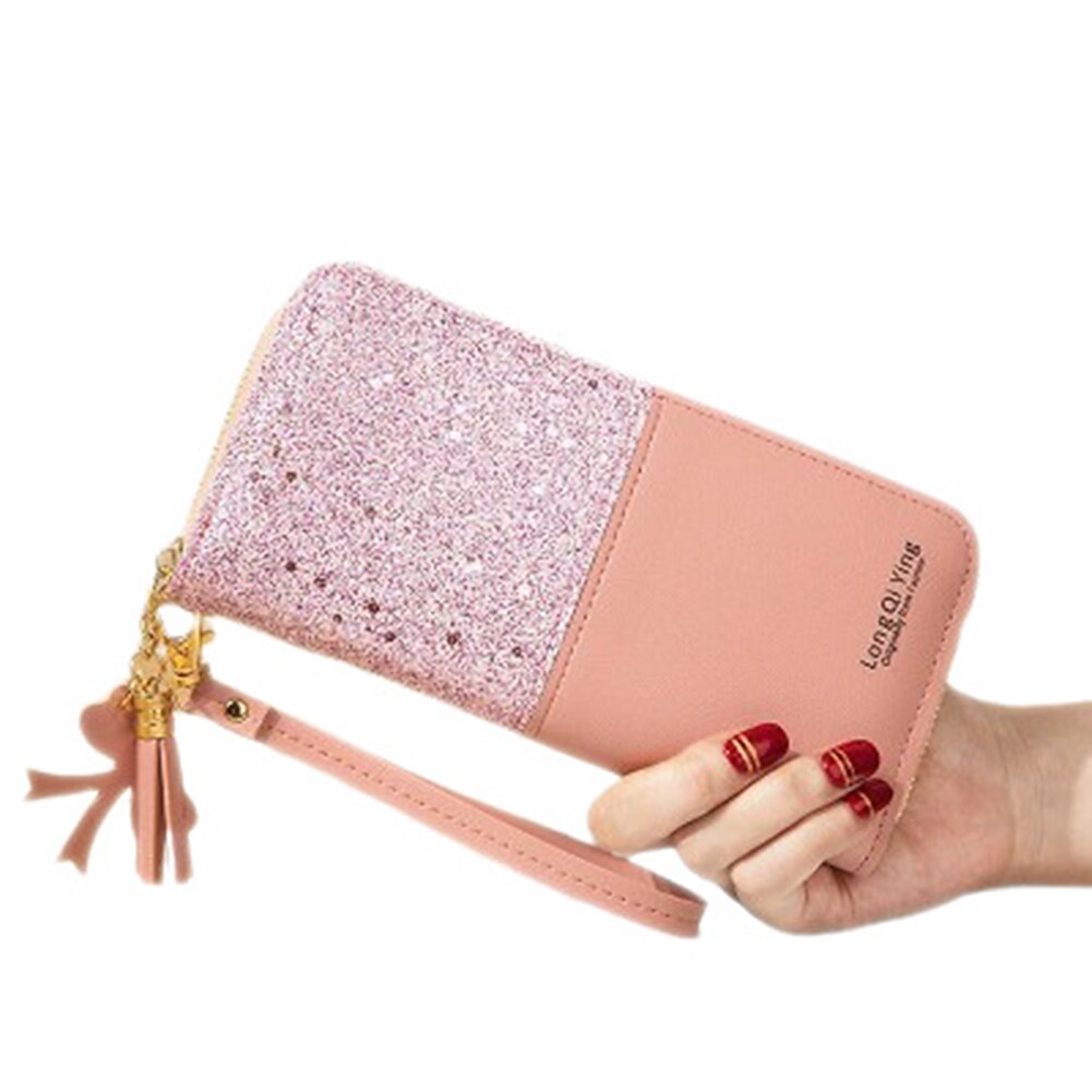 Portemonnee met paillettenpatchwork en glitter voor dames, lange portemonnee van pu-leer, portemonnee voor dames, groothandel voor meisjes