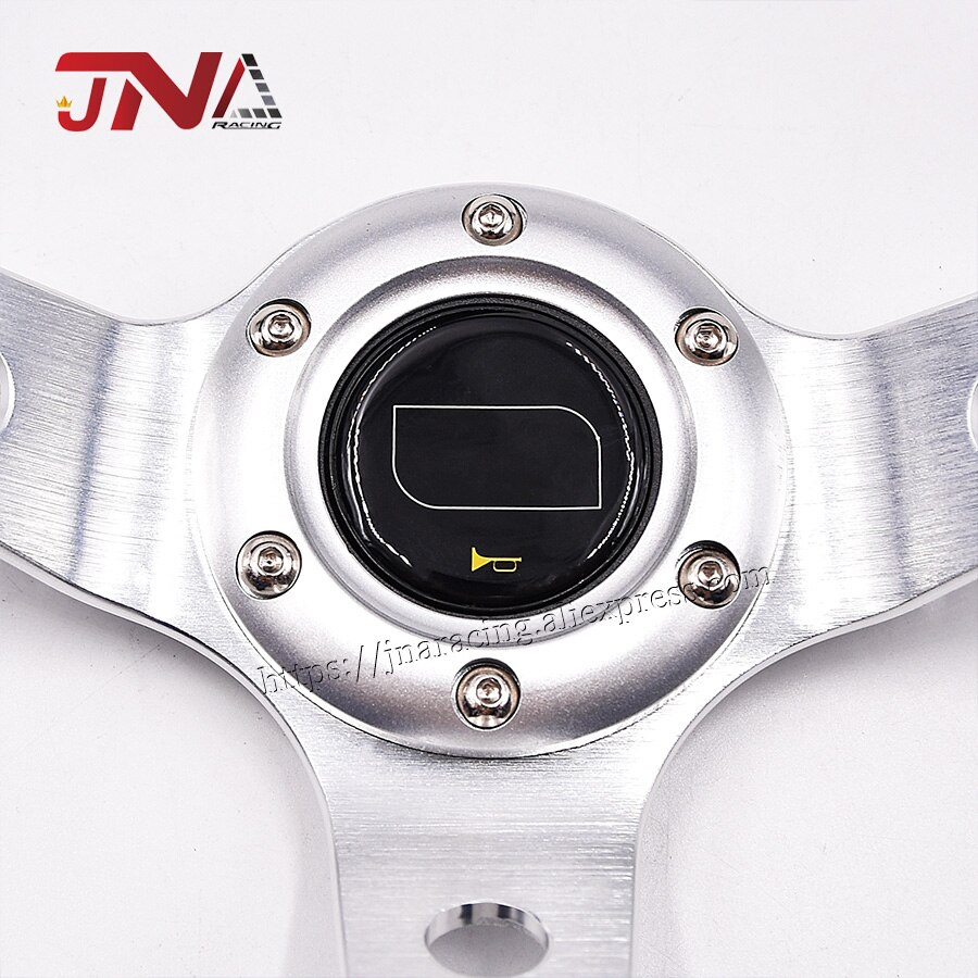 Universal Blue JDM Suede Leather steering wheel with Horn Button & Aluminum Spoke turning wheel