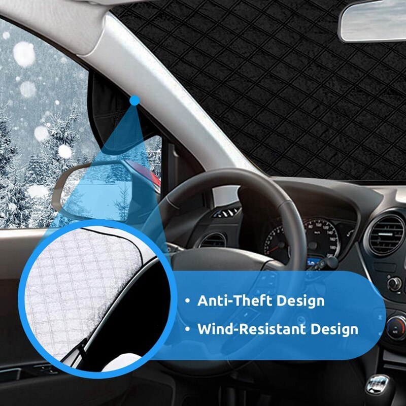 Car Windshield Snow Cover, 147 x 116 cm Frostguard Windshield Cover, Windshield Snow Ice Cover with 3 Layers Protection and Uniq