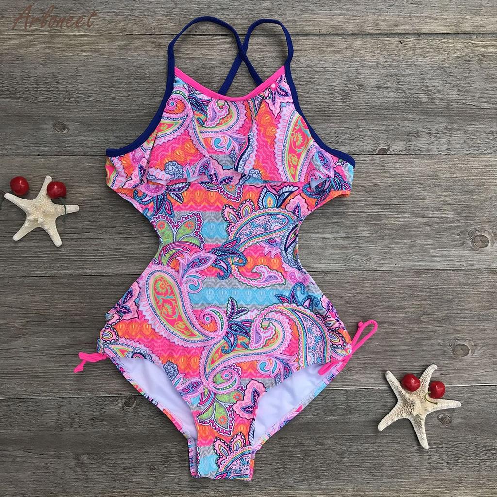 Summer Swimwear Teen Children Girls Print Africa Style One-piece Swimsuit Beach Bikini Beachwear Clothes Swimwear