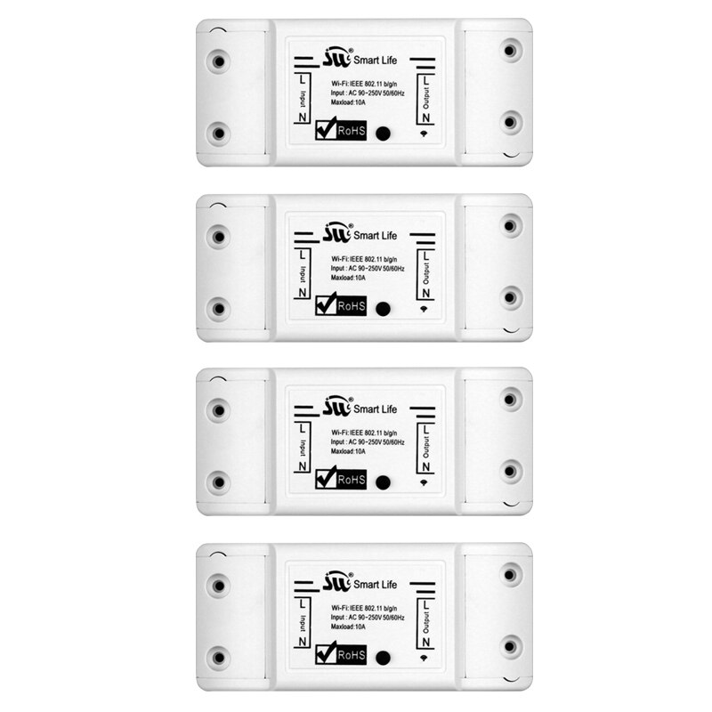 Interrupteur d'éclairage intelligent wi-fi sans fil, universel, minuterie disjoncteur, télécommande, fonctionne avec Alexa Google Home, DIY DIY: 4 PCs