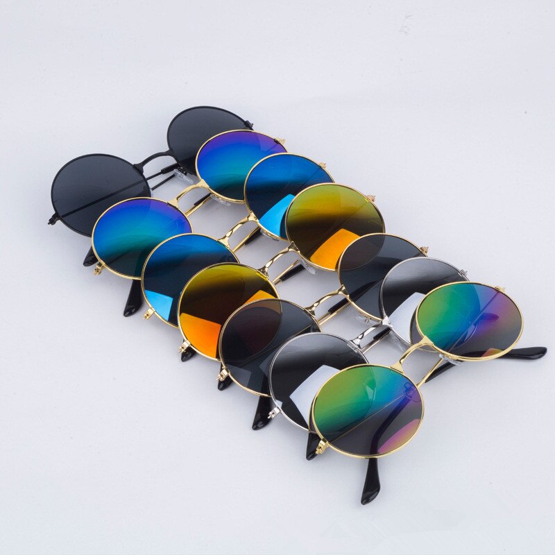 Vrouwen Lens Stijl Mannen Zonnebril Fietsen Punk Eyewear Gafas Frame Retro Zonnebril Ronde Kleurrijke Zonnebril Rijden Metalen Retro P