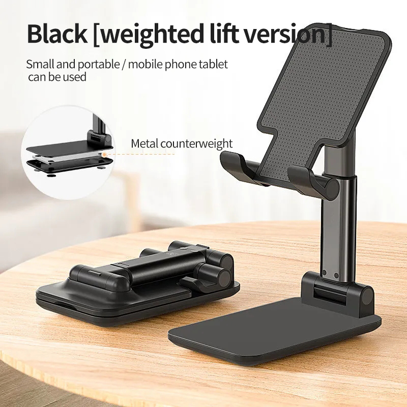 Bureau mobiele telefoon houder standaard voor IPhone IPad Xiaomi verstelbare desktop tablet houder universele tafel mobiele telefoon standaard: Black