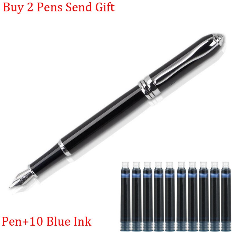 Classic Full Metal Luxury Ink Fountain Pen Office Signature Writing Pen Buy 2 Send: Pen 10 Blue Ink