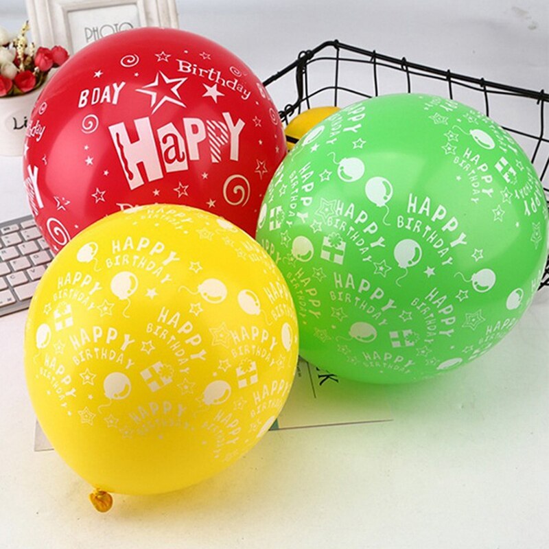 100 Stuks Gelukkige Verjaardag Gedrukt Ballon 12 Inch Fullprint Latex Ballonnen Party Ballonnen Volledige Print In Multicolor