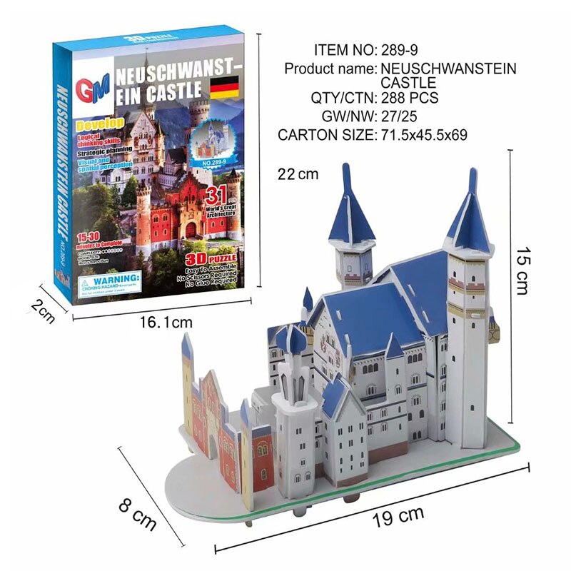 3D Puzzle Children Toy Famous Buildings Architecture Puzzle Educational DIY Toy for Children Kids: 289-9