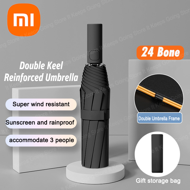 Xiaomi 24-bone automatische paraplu effen kleur licht opvouwbaar grootformaat buiten waterdicht zonnescherm uv-bescherming paraplu
