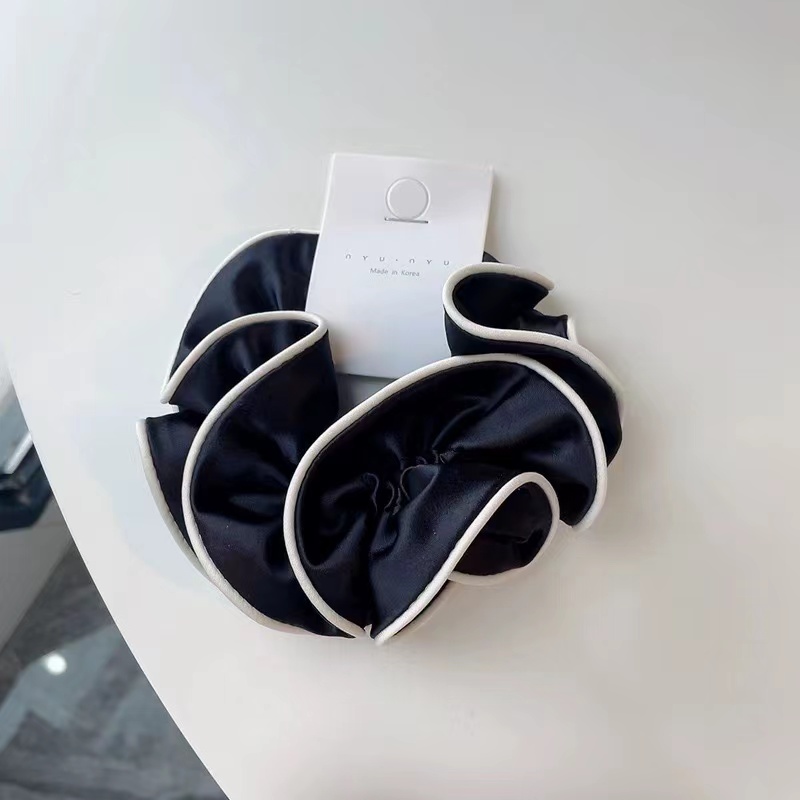 Coleteros grandes Satain de doble tela de seda satinada de estilo coreano, accesorios para el cabello para mujeres, bandas elásticas de alta gama para niñas: Lavanda