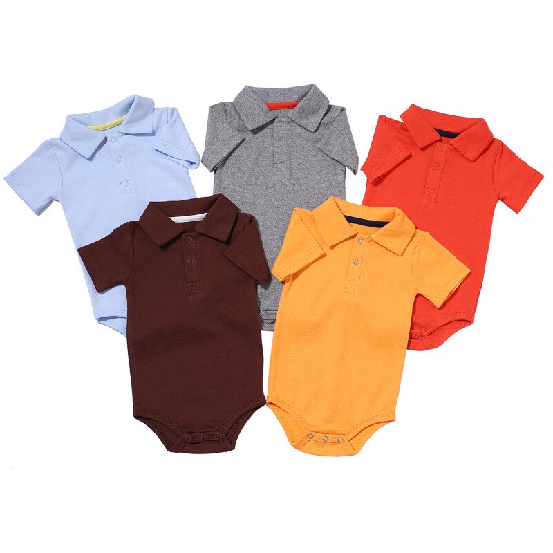 Zomer Baby Boy Kraag Korte Mouw Katoen Driehoek Romper Pasgeboren Baby Kleding