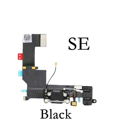 Applicable to iPhone 6 6s Plus 7 SE base tail plug cable, bottom USB charger microphone port base charging cable.: SE Black