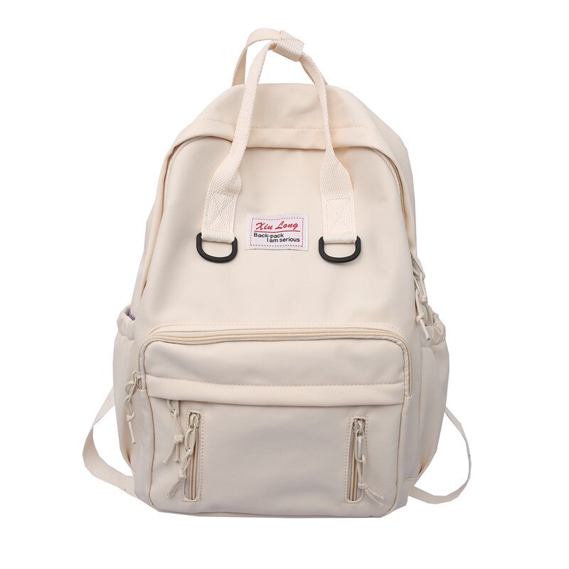 Novo kawaii estudante bookbag colorido mochila feminina à prova dwaterproof água para meninas adolescentes saco de escola: Bege