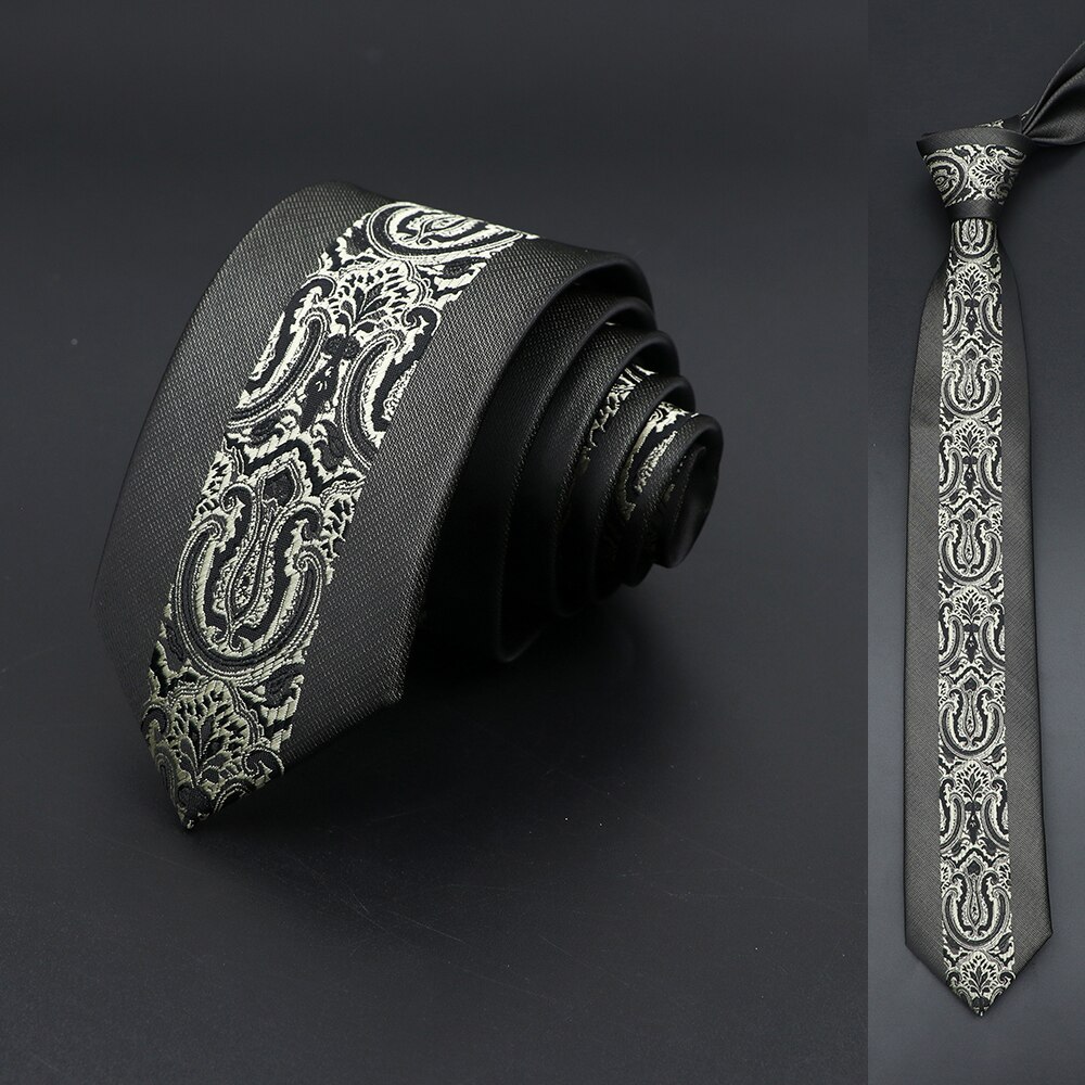 Skinny 6Cm Ties Voor Mannen Trouwjurk Stropdas Zwart Rood Bloemen Paisley Patchwork Tie Business Slanke Overhemd Accessoire cravate