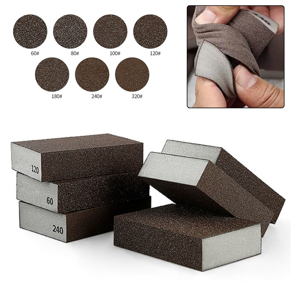 Schleifschwamm, Körnung 60, 80, 100, 120, 180, 240, 320, Wandschleifschwamm, Sandblock, Schleifpapier, Modellfarbe, polierter Sandstein
