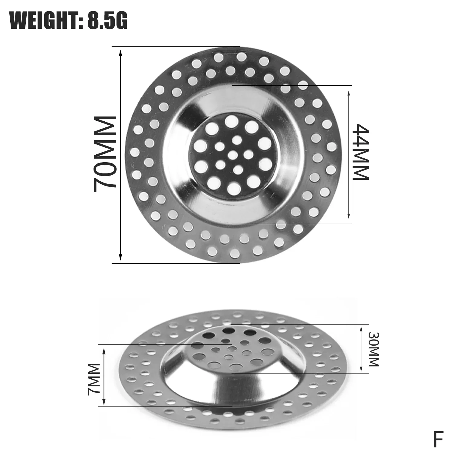 Colador de fregadero, filtro de rejilla para fregadero de cocina, filtro de orificio de drenaje de acero inoxidable, protección de malla contra obstrucciones, accesorios de cocina: Bronze