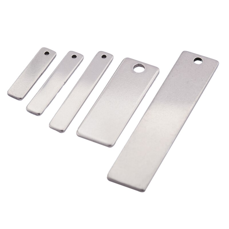 20 stuks roestvrijstalen rechthoekige metalen stempelplaten, labels, platte staafbedels, hangers, doe-het-zelf sieraden, 4 x 40mm 4 x 25mm 9 x 40mm