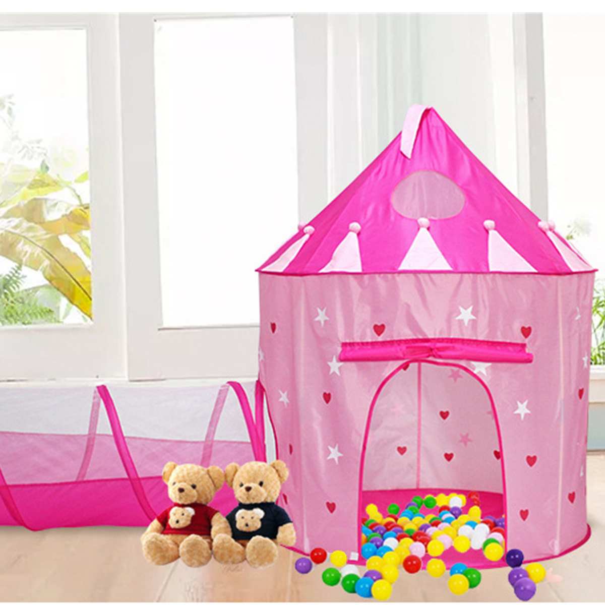 2 IN1 Kinderen Spelen Tent Huis Kinderen Spelen Tent Met Tunnel Vouwen Grappig Speelhuisje Voor Kinderen Tunnel Zwembad