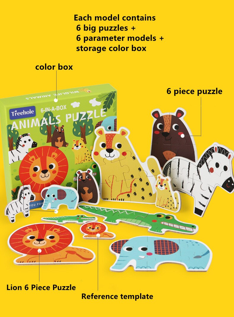 Kids Wooden Large Size Jigsaw Puzzle Game Baby Toys Learning Educational Forest Sea Animals Traffic Vehicle Puzzles Children Toy