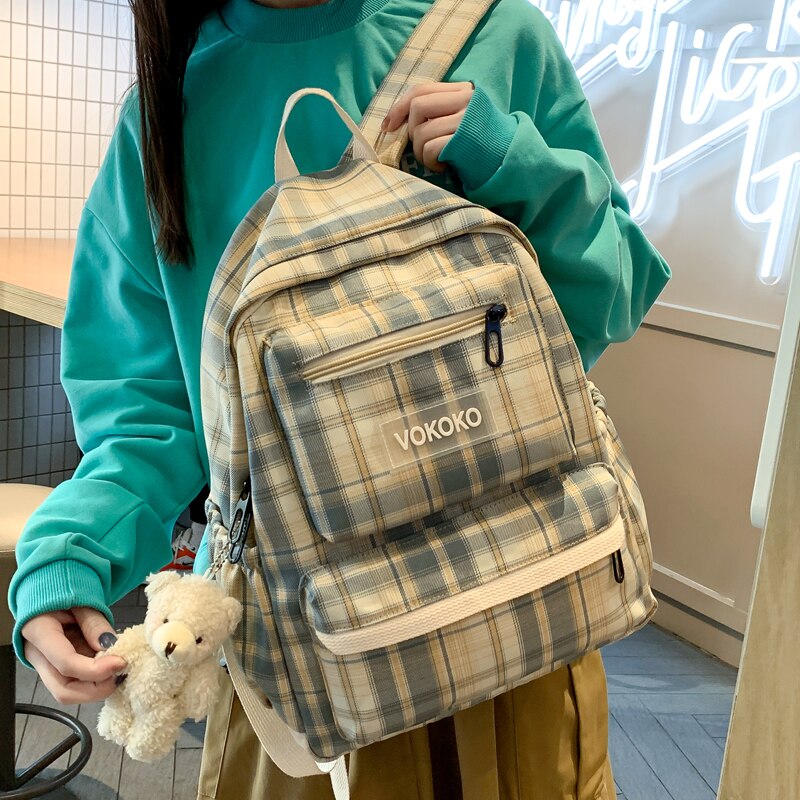 Canvas Backpack - Preppy Style - School Book Laptop Bag for Teenager Students - Under 20L