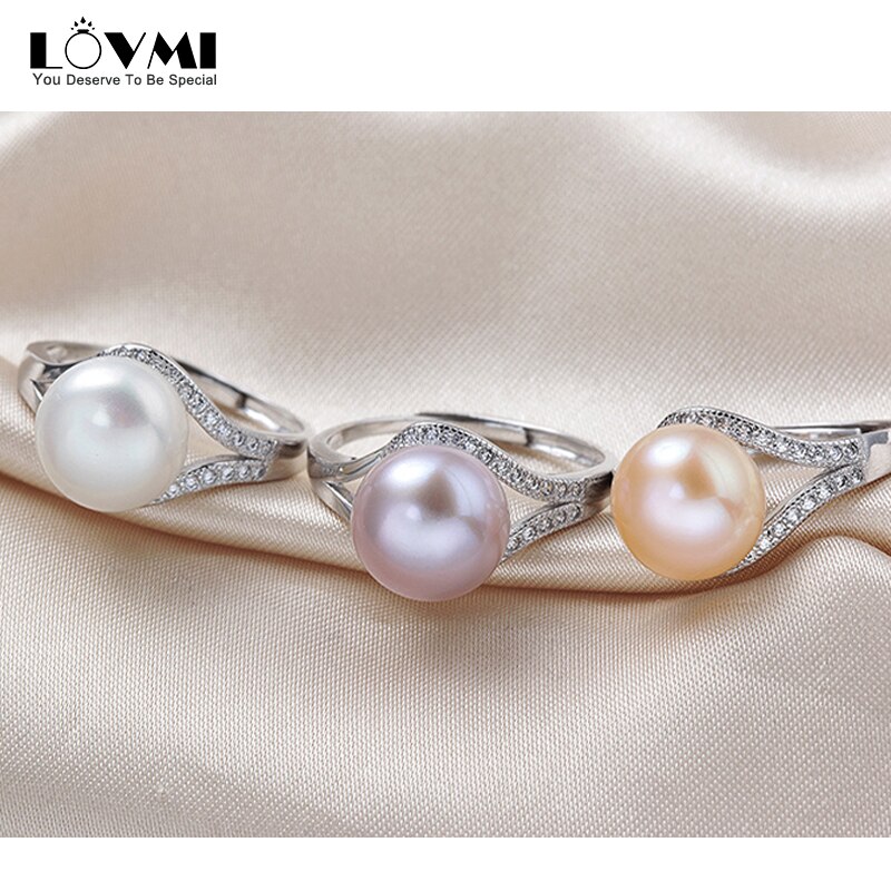 Slovmi Parel Sieraden Zilveren Natuurlijke Zoetwater Wit Paars Geel Kleuren Parel Vrouwen Ring Wedding Party Accessoires
